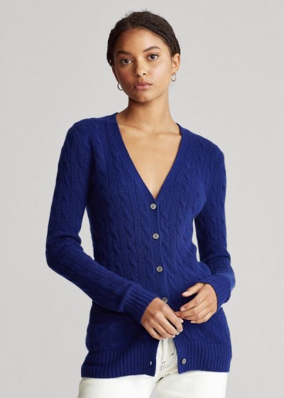 Cárdigan Polo Ralph Lauren Mujer Azul Rey Azules - Cable-Knit Cashmere - ZHQPY9437